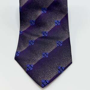 Pavone  Silk Necktie Purplea Gray Diagonal Stripe Geometric Made in Italy